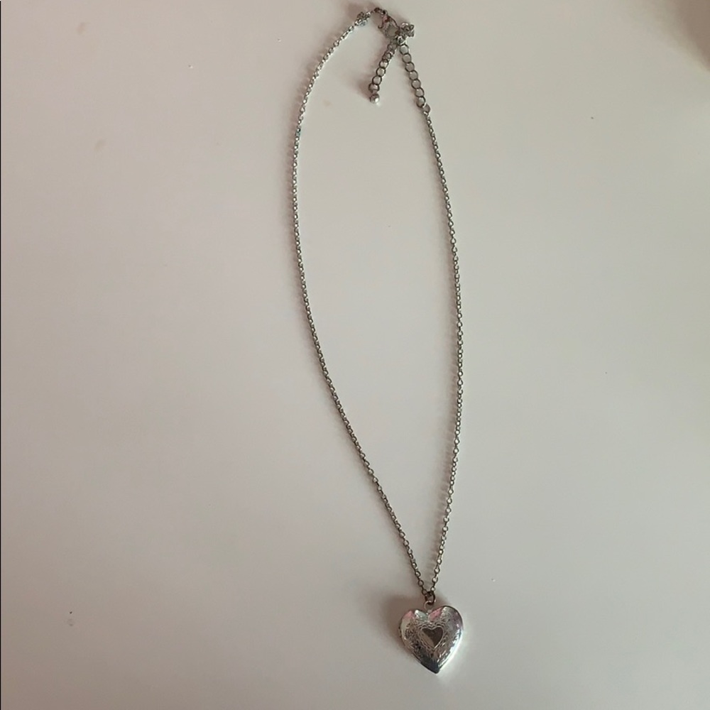 Silver heart locket necklace